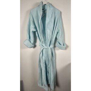 Brooklinen Waffle Robe Womens XL 100% Turkish Cotton Light Blue Lightweight New